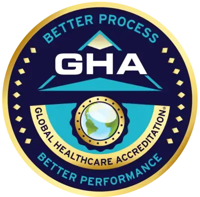Bookimed – значок сертификации Global Healthcare Accreditation (Оператор медицинского туризма)